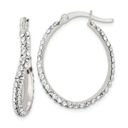 Sterling Silver CZ Oval Hoop Earrings