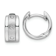 Sterling Silver RH Polished CZ Hoop Earrings