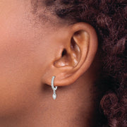 Sterling Silver Rhodium-plated Polished CZ Hinged Hoop Earrings