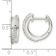 Sterling Silver Polished CZ Hinged Hoop Earrings