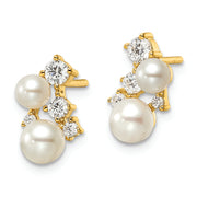 Sterling Silver Gold-plated FWC Pearl & CZ Post earrings
