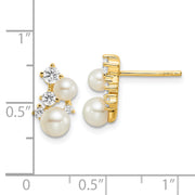 Sterling Silver Gold-plated FWC Pearl & CZ Post earrings
