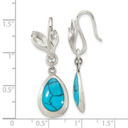 Sterling Silver Polished Reconstituted Turquoise Teardrop Earrings