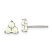 Sterling Silver Rhod-plated Polished Created Opal Cluster Post Earrings