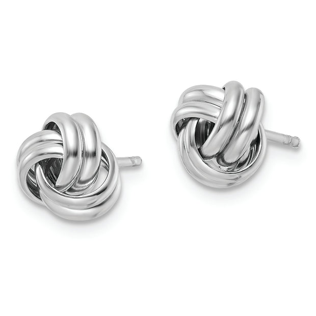 Sterling Silver Rhodium-plated Post Polished Love Knot Earrings