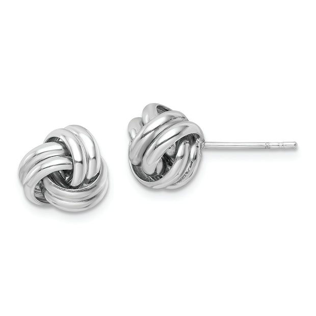 Sterling Silver Rhodium-plated Post Love Knot Earrings