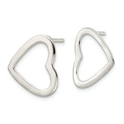 Sterling Silver Polished Cut Out Heart Post Earrings
