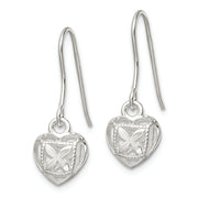 Sterling Silver Polished Hollow Heart Dangle Earrings
