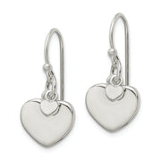Sterling Silver Polished Hearts Dangle Earrings