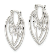 Sterling Silver 3-Hearts Hoop Earrings