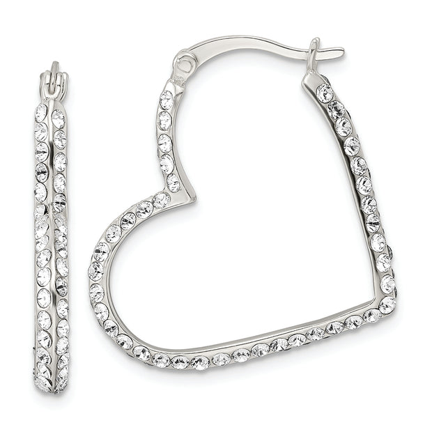 Sterling Silver CZ Heart Hoop Earrings