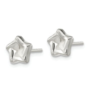 Sterling Silver Polished Wavy Puffed Star Post Earrings