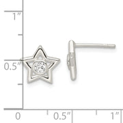 Sterling Silver Polished CZ Star Post Earrings