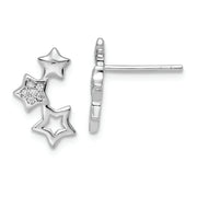Sterling Silver Rhodium-plated Polished CZ Star Post Earrings