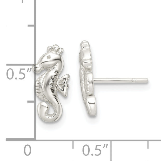 Sterling Silver Polished Seahorse Post Earrings