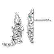 Sterling Silver Rhodium-plated Polished CZ Alligator Post Earrings
