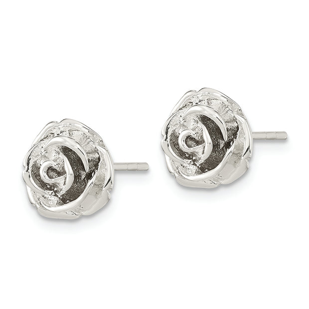Sterling Silver Polished Rose Post Earrings