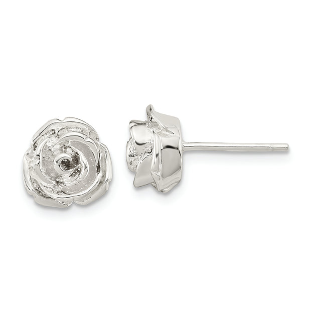 Sterling Silver Polished Rose Post Earrings