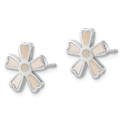 Sterling Silver Rhodium-Plated Polished MOP Flower Post Earrings