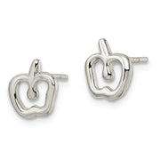 Sterling Silver Polished Apple Post Earrings