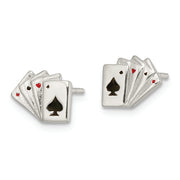 Sterling Silver Polished Playing Cards Post Earrings