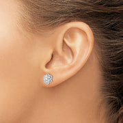 Sterling Silver Rhodium-plated CZ Flower Post Earrings