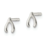 Sterling Silver Polished Wish Bone Post Earrings