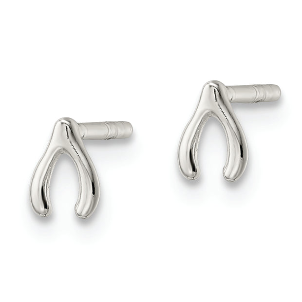 Sterling Silver Polished Wish Bone Post Earrings