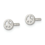 Sterling Silver Polished Peace Sign Post Earrings