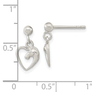 Sterling Silver Rhodium-plated Open Heart Horse Head Dangle Earrings
