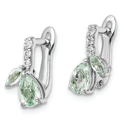 SS RH-plated 1.05t.w. Green Quartz/White Topaz Hinged Earrings