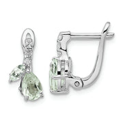 SS RH-plated 1.05t.w. Green Quartz/White Topaz Hinged Earrings