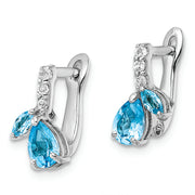 Sterling Silver Rhodium-plated Swiss BT/White Topaz Hinged Earrings