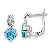 Sterling Silver Rhodium-plated Swiss BT/White Topaz Hinged Earrings
