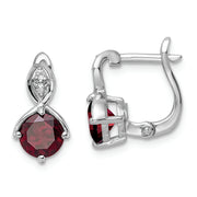 SS RH-plated 2.08t.w. Garnet/White Topaz Hinged Earrings