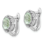 SS RH-plated 1.74t.w. Green Quartz/WT Oval Hinged Earrings