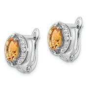 SS RH-plated 2.02t.w. Citrine/White Topaz Oval Hinged Earrings