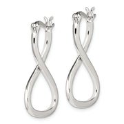 Sterling Silver Polished & Twisted Oval Hoop Earrings