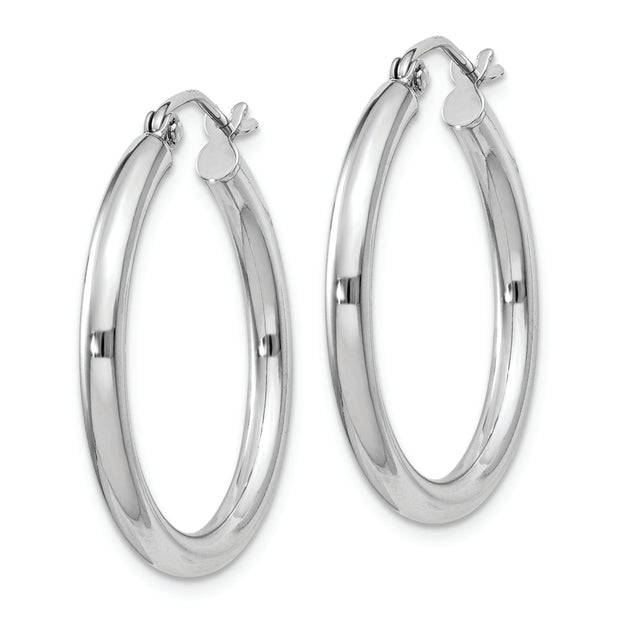 Sterling Silver Rhodium-plated 2.5mm Round Hoop Earrings