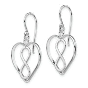 Sterling Silver Rhodium-plated Polished Infinity Open Heart Dangle Earrings