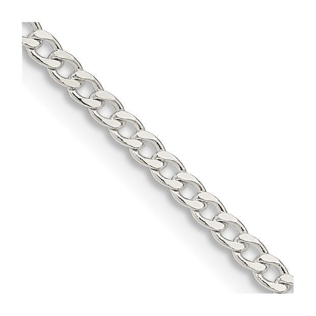 Sterling Silver 2.3mm Beveled Curb Chain