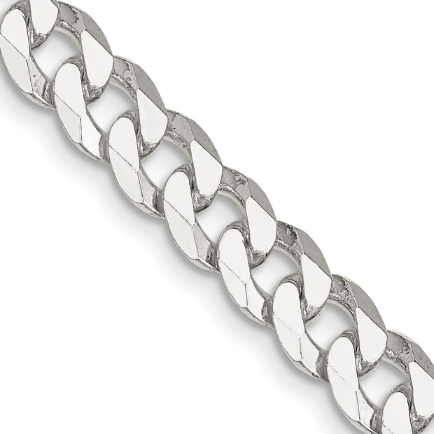 Sterling Silver 7mm Beveled Curb Chain