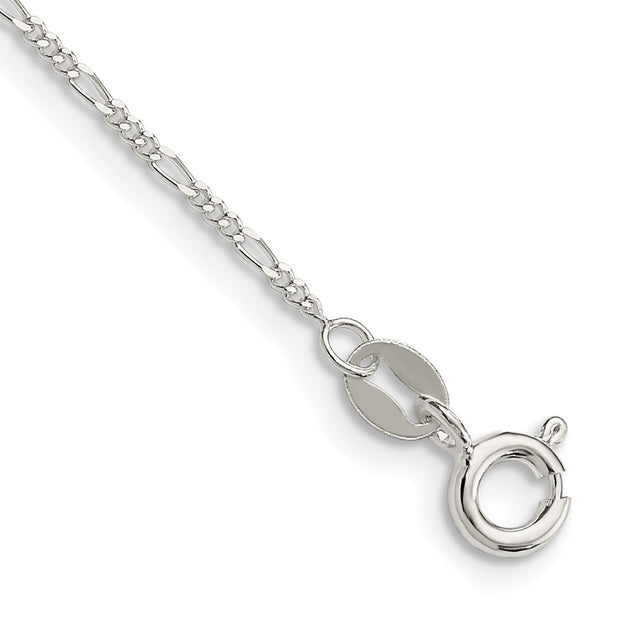 Sterling Silver 1.2mm Figaro Chain Anklet