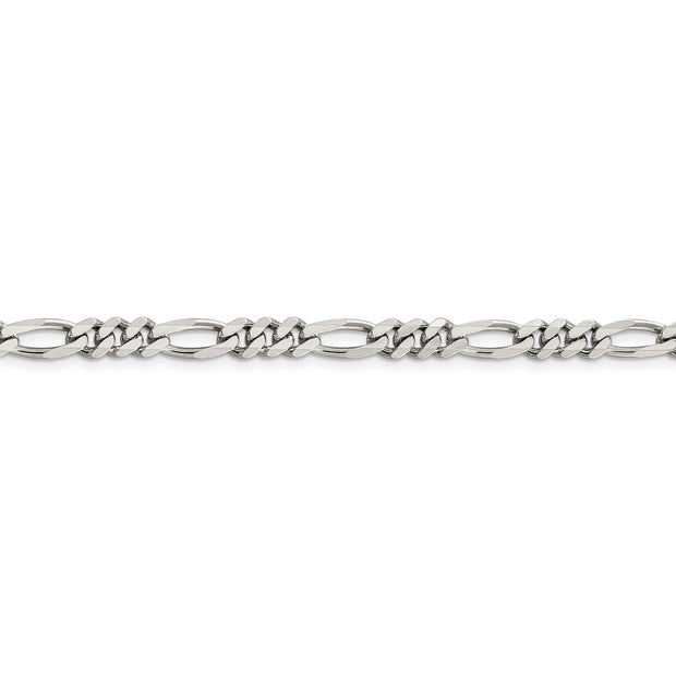 Sterling Silver Rhodium-plated 5.25mm Figaro Chain
