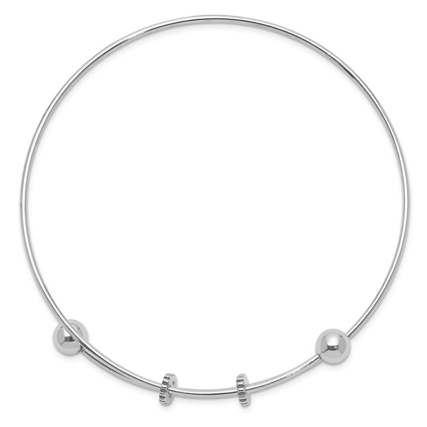 Sterling Silver Rhodium-plated Polished Expandable Bangle