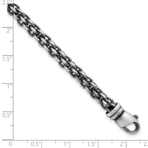 Sterling Silver Mens Antiqued Brushed Woven Link Bracelet