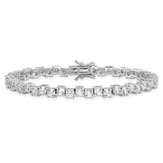 Sterling Silver Rhodium-plated Polished 4mm CZ Bracelet