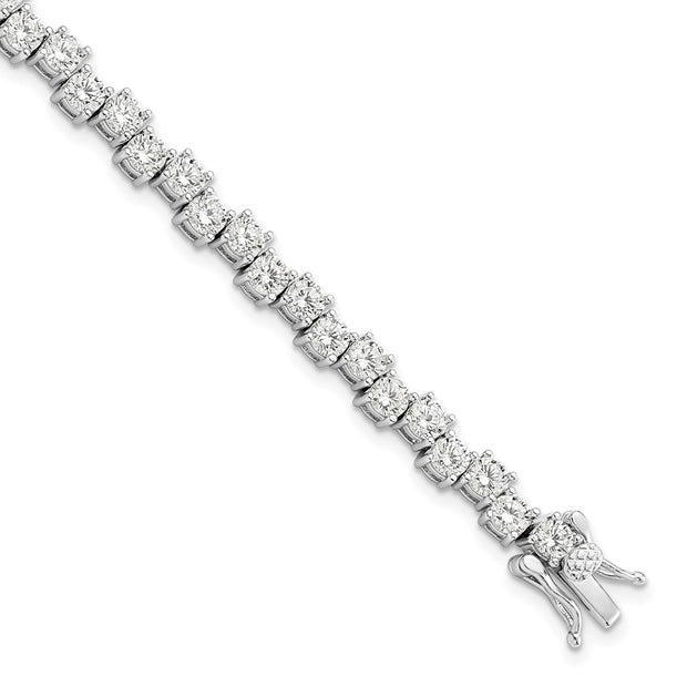 Sterling Silver Rhodium-plated Polished 4mm CZ Bracelet