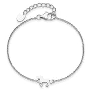 Sterling Silver Rhodium-plated Horse 6.25in Plus 1in ext Bracelet