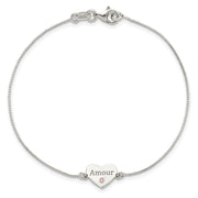 Sterling Silver CZ Amour Heart Bracelet